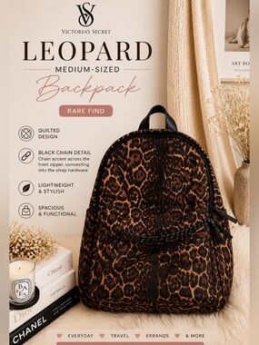 Victoria's Secret Brown Leopard-Print Medium Sized Backpack